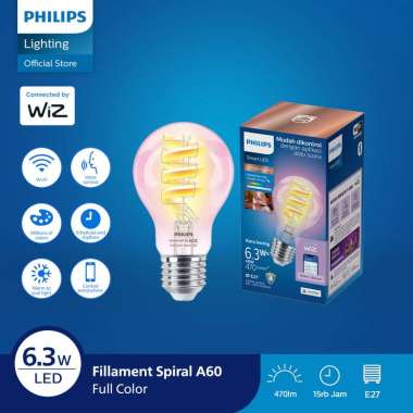 Philips Lampu Bohlam Smart Wifi LED Filament 6.3W A60 E27 Color RGB