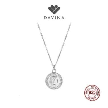 DAVINA Ladies Rosy Necklace Sterling Silver 925 - Kalung Wanita Perak S925 Koin Bulat Silver