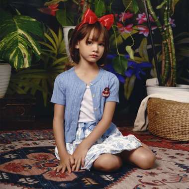 Rodeo Junior Kardigan Anak Perempuan Biru/ Knitt Cardigan Girl Blue/ RJG Snow White 8-10 tahun