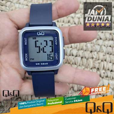 JAM TANGAN DIGITAL WANITA Q&Q ORIGINAL QNQ G02 A010VY QQ G02A-010VY STRAP RUBBER NAVY NG