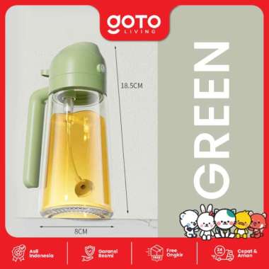 Goto Ligo Oil Jar Tempat Minyak Goreng Botol Kaca Spray 2 In 1 GREEN