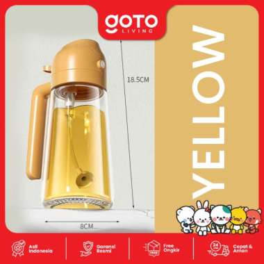 Goto Ligo Oil Jar Tempat Minyak Goreng Botol Kaca Spray 2 In 1 YELLOW
