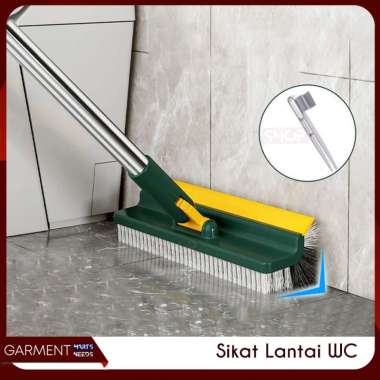 Sikat Dorong 3in1 Gagang Panjang Dengan Wiper Capitan Rambut Selokan Pembersih WC Kloset Toilet BUBB