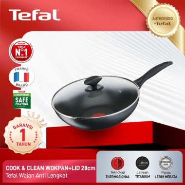 Tefal B2257295 Cook & Clean Wokpan 28cm + Lid