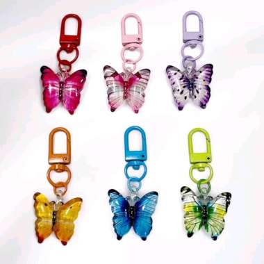Kael Butterfly Keychain Gantungan Kunci Tas Charm Kupu Kupu Resin Bag Charm Ganci Key Chain Handmade