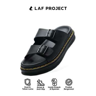 Sandal Slide Pria Wanita Empuk Anti Slip Selop Formal Casual Ignor Hitam LAF Project 41 Hitam