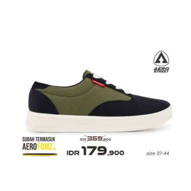 Aerostreet 37-44 Heritage Natural Olive Hitam - Sepatu Sneakers Casual 43
