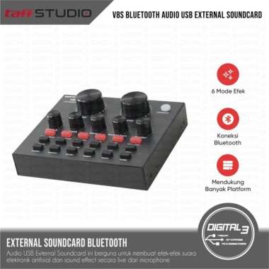 TaffSTUDIO Soundcard V8S Bluetooth Audio USB External Live Broadcast Mic Streaming Recording Mixer W