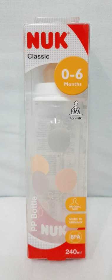 aby - NUK - Plastic Bottle Standard Neck 240 mL with Classic Anti Colic Teat Latex 1M(Paket Bundling