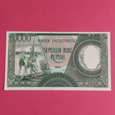 Uang Kuno Kertas Rp 10000 Tahun 1964 Hijau UK 006