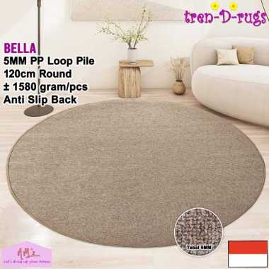Tren-D-rugs karpet polos aesthetic bulat bundar round diameter 120cm anti slip modern bulu alas lant