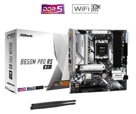 ASRock B650M Pro RS WiFi | Non-Wifi Motherboard Computer AMD Ryzen Socket AM5 DDR5 Micro-ATX Resmi B