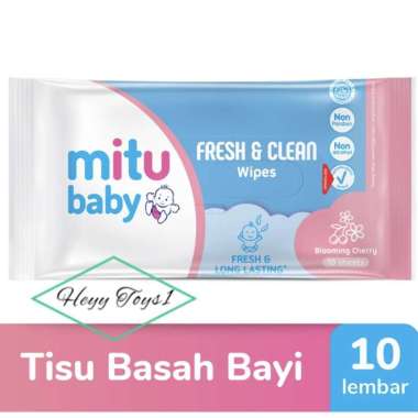 [15PCS] Mitu Baby Wipes Fresh & Clean Blooming cherry ( PINK ) isi 10 LEMBAR tisu basah mitu baby