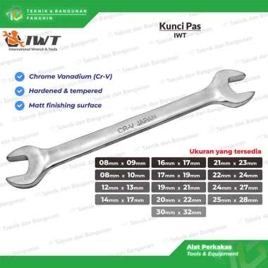 Kunci Pas Double Open End Wrench 8 - 32mm Cr-V IWT 30mm x 32mm