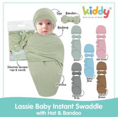 Kiddy Lassie Bedong Instant Bayi pake topi+ Bandana / Selimut Bayi pake topi+ Bandana bahan adem Ele