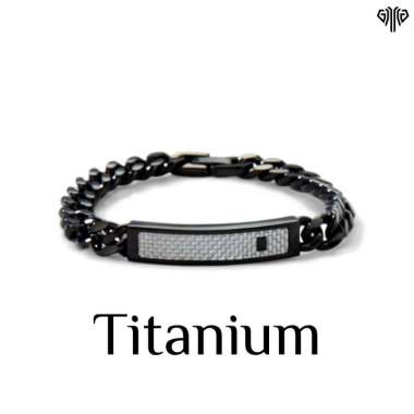 GAWUNG Gelang Titanium Rantai Pria Titanium Steel Gelang Hitam Silver Cowok Aesthetic GGRT