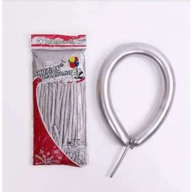 Balon Twist Chrome Balon Panjang isi 100 pcs Silver