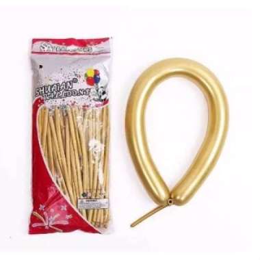Balon Twist Chrome Balon Panjang isi 100 pcs Gold