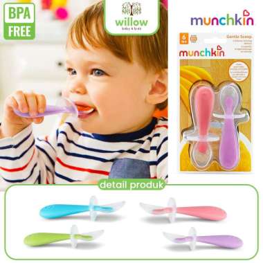 Alat Makan Anak - Munchkin Gentle Scoop Silicone Training Spoons Asst 2pk