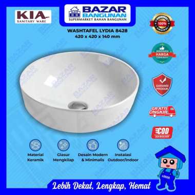 Kia - Washtafel Wastafel Wash Basin Bak Cuci Tangan Kamar Mandi Meja Lydia 8428 Keramik