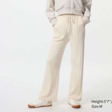 UNIQLO Celana panjang wanita Rajut Cable Washable Knit Pants OFF WHITE L