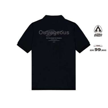 Aerostreet Polo Shirt Outrageous Hitam Man Kaos Kerah Poloshirt QFAA2 XXL