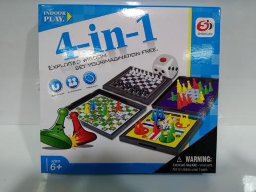 Board Game 4in1 Ular Tangga Catur Ludo Halma Magnet