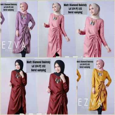 Tunik kekinian/Rezva Tunik/gamis murah/Gamis terbaru L pink dusty