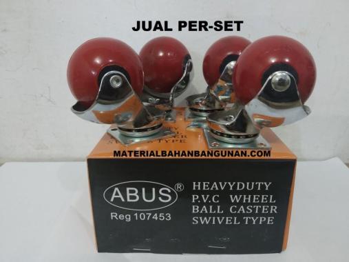 SET Roda Karet Bulat 2 inch Hidup Mini Kecil Abus TG Merah Ban Etalase