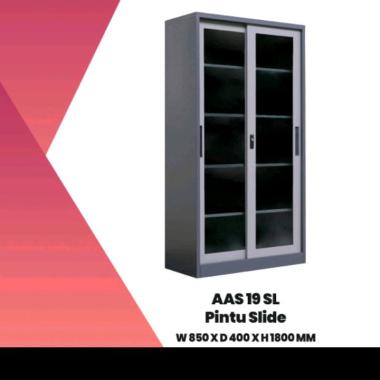 lemari arsip besi pintu sliding aa19sl grey