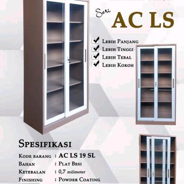 lemari arsip besi pintu sliding aa19sl coklat