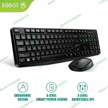 Sale!!! Paket Keyboard Mouse robot KM3100 wireless HQ