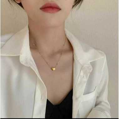 Kalung love titanium dengan bola kecil elegan anti luntur