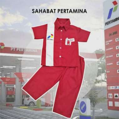 KOSTUM PROFESI PERTAMINA SPBU PERTAMINA BAJU SERAGAM PERTAMINA - M 1 set cln Merah