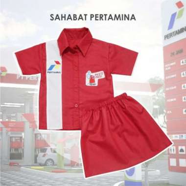 KOSTUM PROFESI PERTAMINA SPBU PERTAMINA BAJU SERAGAM PERTAMINA - M 1 set rok Merah