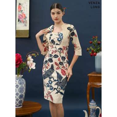 Evercloth Venza Long Dress Batik Wanita Dress Wanita Batik Couple Seragam XL