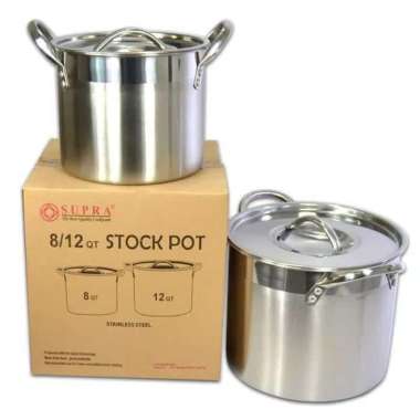 Panci Supra 8 Qt + 12 Qt Stainless Steel / Supra Stock Pot 8 + 12 Qt