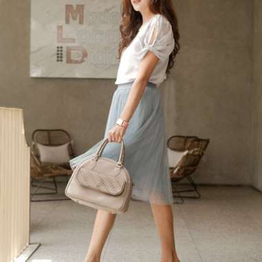 VERISH Kalina Bag - Tas Selempang Bahu Wanita Kulit Sapi Asli Original Motif Batik Laser - Leather A