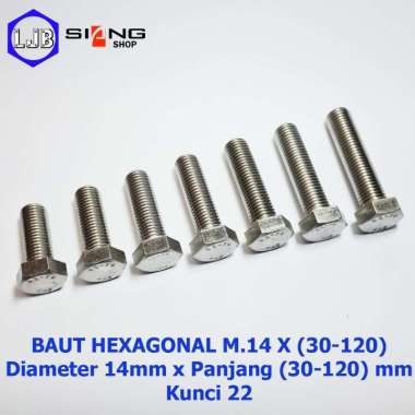 Baut Hex M14 Stainless 304 THE A2-70 Panjang 30 sd 120mm 30mm (3cm)