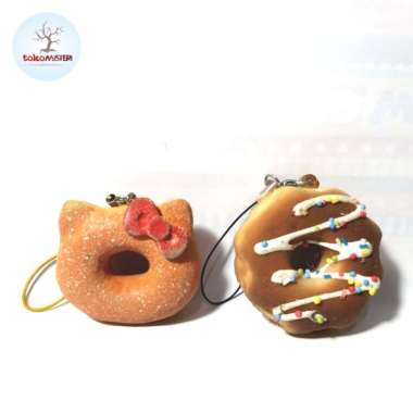 Boneka Ganci Donat Doughnut Cake Hello Kitty Phone Strap Squishy Toys