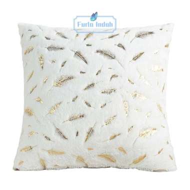 sarung bantal sofa bulu daun mewah sarung bantal kursi bulu daun mewah 40x40cm TYPE SB/005# PUTIH