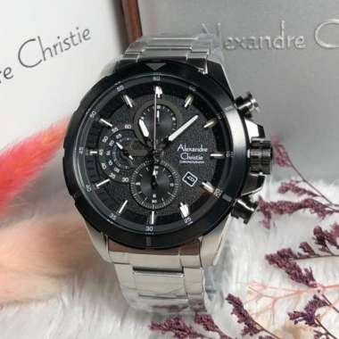 Original 100%!! Alexandre Christie Pria AC 6508 / AC6508 Silver Black Garansi Resmi 1 tahun