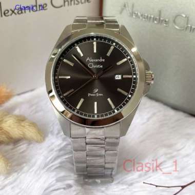 Original 100%!! Jam Alexandre Christie Pria AC 1015 AC1015 Silver Black Garansi Resmi 1 tahun
