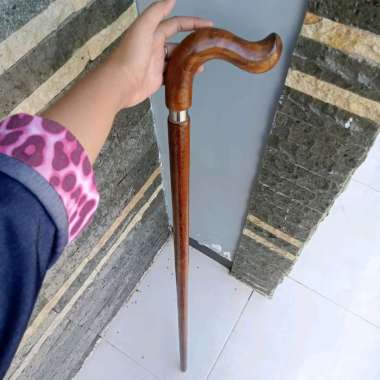 tongkat jalan kayu kelor emas motif payung spesial h444