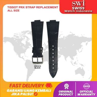Tali Kulit Pengganti Strap Leather Watch Jam Tangan Tissot PRX Croco Black