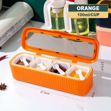 Tempat Bumbu Dapur Set 4 in 1. Wadah Gula Kopi Garam Bumbu Dapur PAKET orange