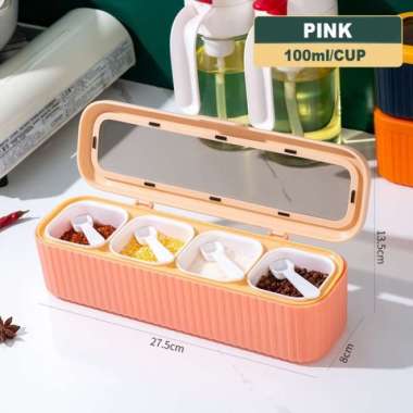 Tempat Bumbu Dapur Set 4 in 1. Wadah Gula Kopi Garam Bumbu Dapur PAKET peach