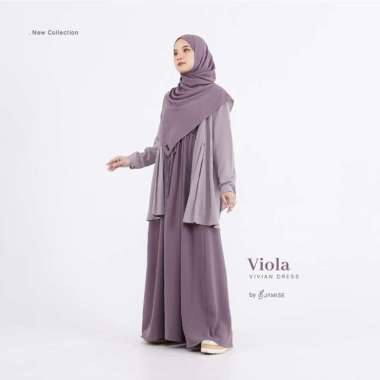ZS Jamise | Vivian Dress - Gamis Kombinasi Outer XXL Viola