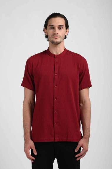 MANZONE Kemeja Shanghai Lengan Pendek Pria OMAR - Marron MAROON S