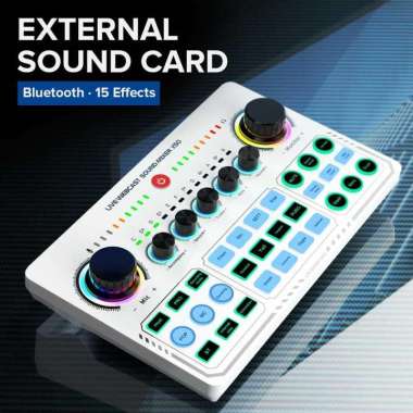 LEEDOAR Mixer Audio External Sound Card Live Bluetooth 15 Effects X50 Karaoke Set Theatre Full Untuk